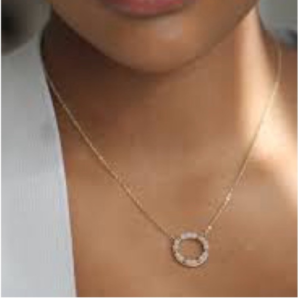 Natural Diamond Sterling Silver Circle Pendant Necklace